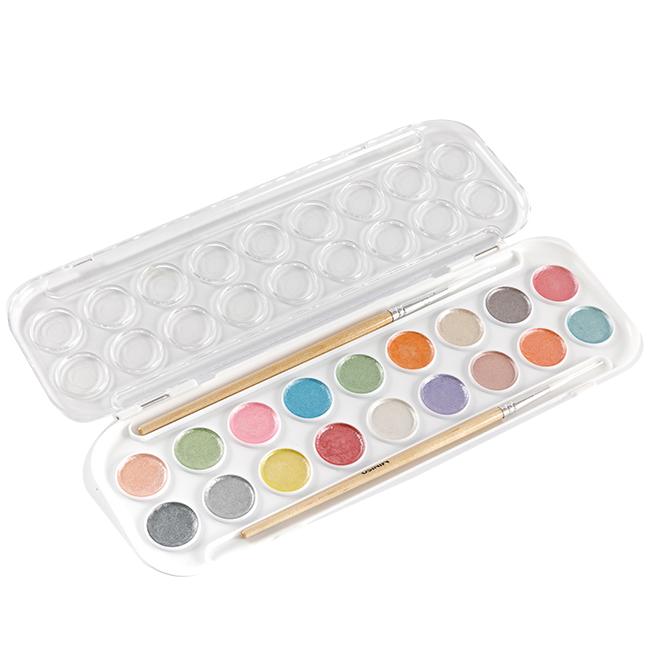 Juego de acuarela de viaje perfecto de acuarela metálica de 18 colores