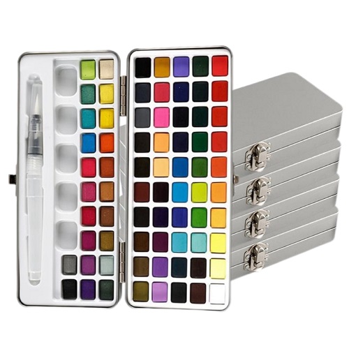 Juego de acuarela sólida de 72 colores con caja de metal