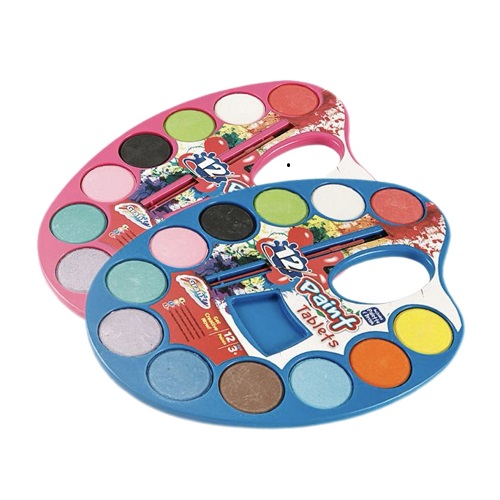 Pintura de acuarela sólida en forma de sartén ovalada de 12 colores directa de fábrica